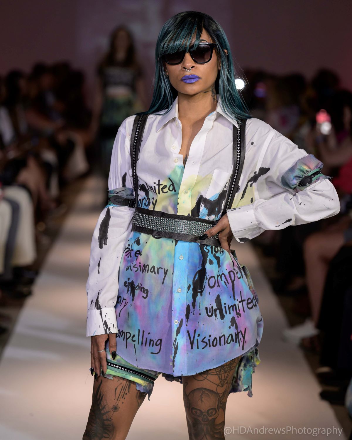 Model Nadia wearing upcycled fashion by Unique Custom Threads