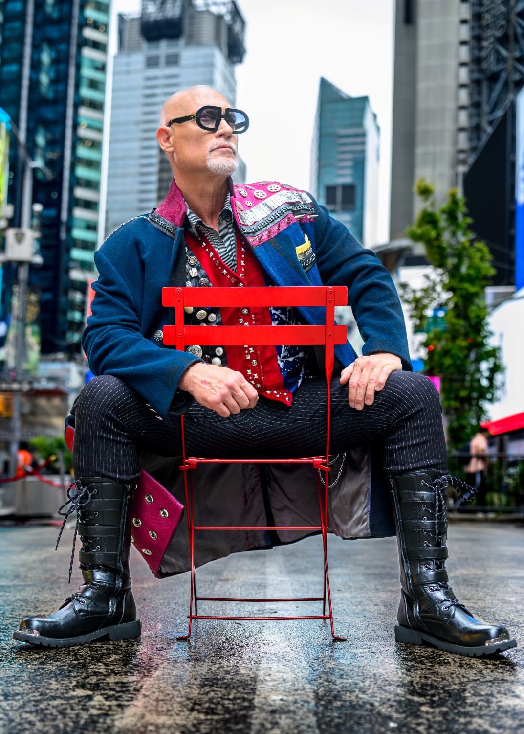 Unique Custom Threads' punk rock fashion worn by Rob in downtown New York