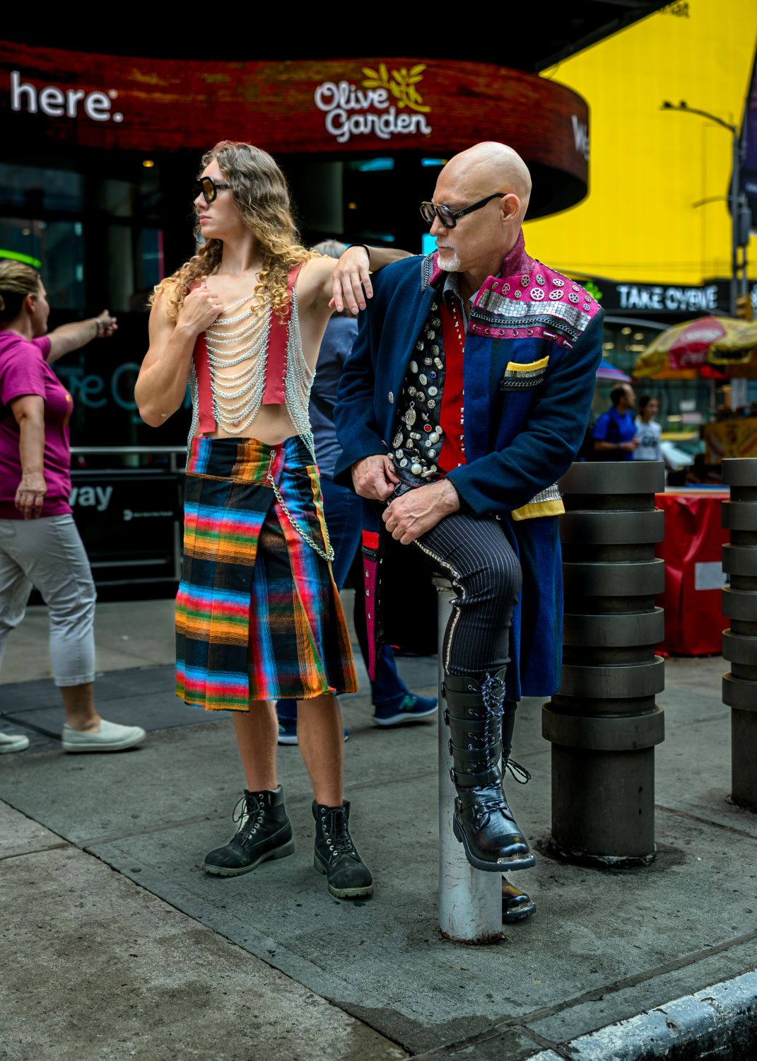 Two punk rockers in New York wearing fashion by Unique Custom Threads
